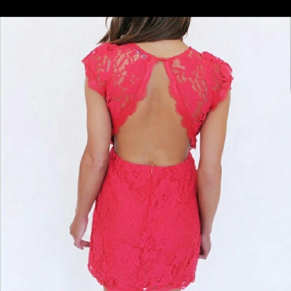 Backless red dress
